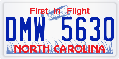 NC license plate DMW5630