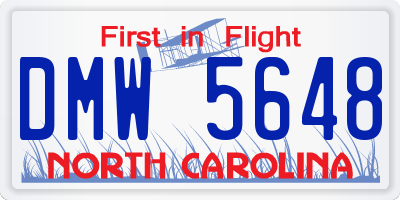 NC license plate DMW5648