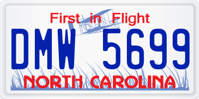 NC license plate DMW5699