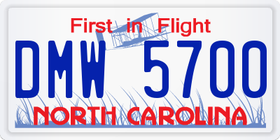 NC license plate DMW5700