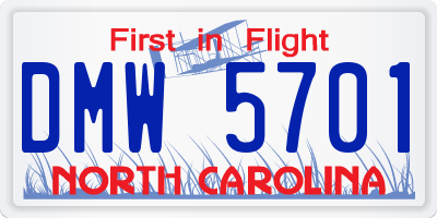 NC license plate DMW5701