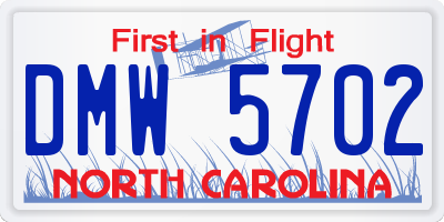 NC license plate DMW5702