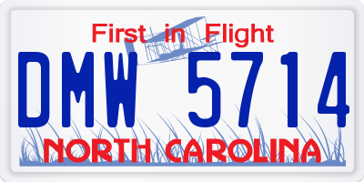 NC license plate DMW5714