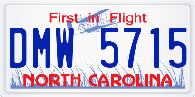 NC license plate DMW5715