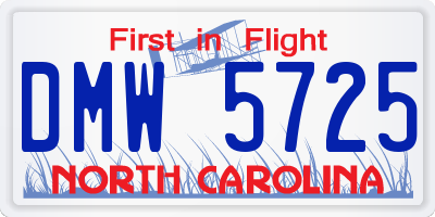 NC license plate DMW5725