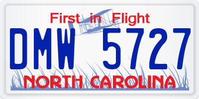 NC license plate DMW5727