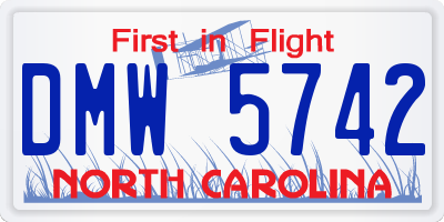 NC license plate DMW5742