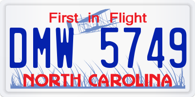 NC license plate DMW5749