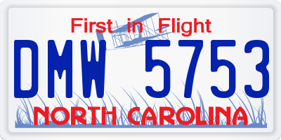 NC license plate DMW5753