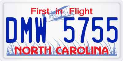 NC license plate DMW5755