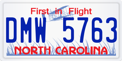 NC license plate DMW5763