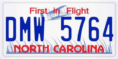 NC license plate DMW5764