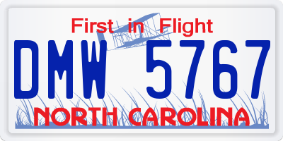 NC license plate DMW5767