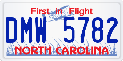 NC license plate DMW5782