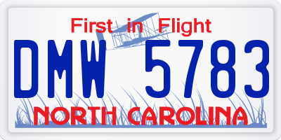 NC license plate DMW5783