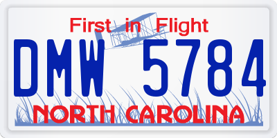 NC license plate DMW5784