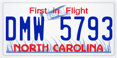 NC license plate DMW5793