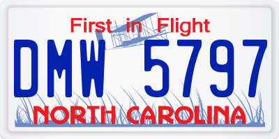 NC license plate DMW5797