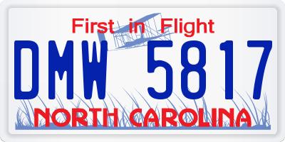 NC license plate DMW5817