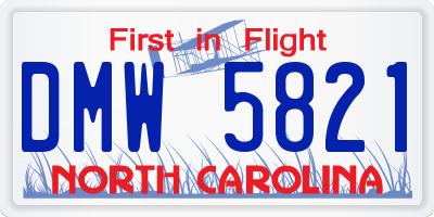 NC license plate DMW5821