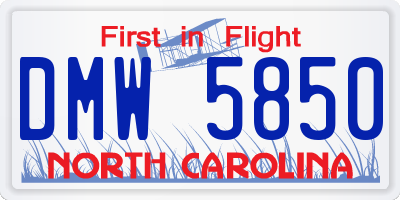 NC license plate DMW5850