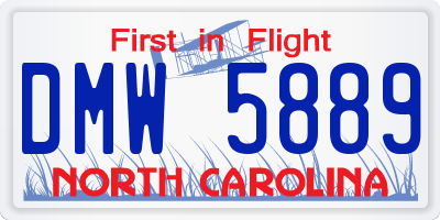 NC license plate DMW5889