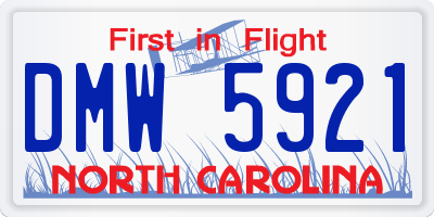 NC license plate DMW5921