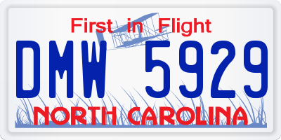 NC license plate DMW5929