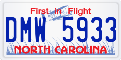 NC license plate DMW5933