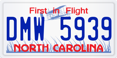 NC license plate DMW5939
