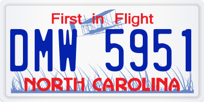 NC license plate DMW5951