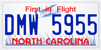 NC license plate DMW5955