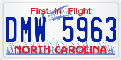 NC license plate DMW5963