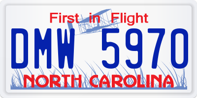 NC license plate DMW5970