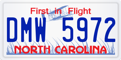 NC license plate DMW5972