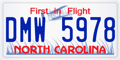 NC license plate DMW5978
