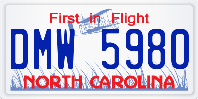 NC license plate DMW5980