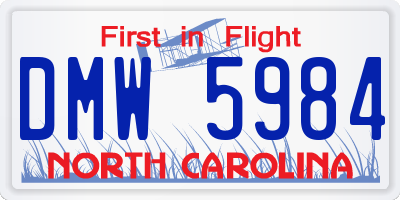 NC license plate DMW5984