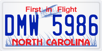 NC license plate DMW5986