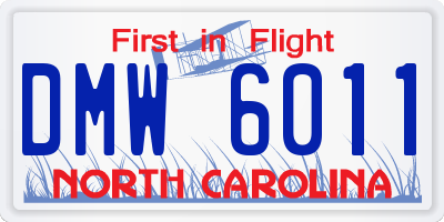 NC license plate DMW6011