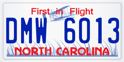 NC license plate DMW6013