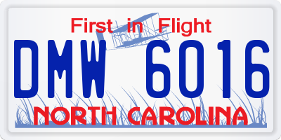 NC license plate DMW6016