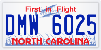NC license plate DMW6025