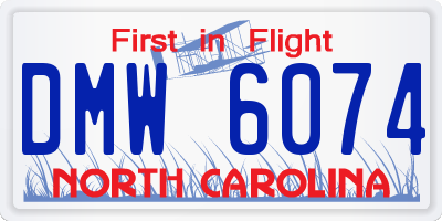 NC license plate DMW6074