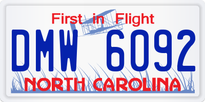 NC license plate DMW6092