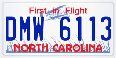NC license plate DMW6113