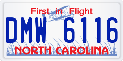 NC license plate DMW6116