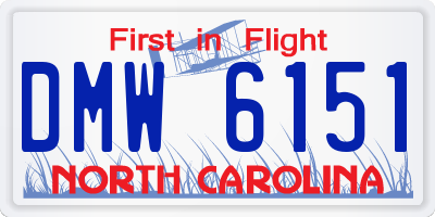 NC license plate DMW6151