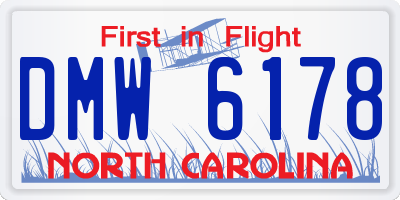 NC license plate DMW6178