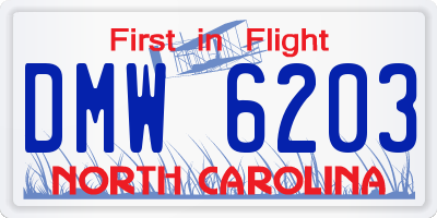 NC license plate DMW6203